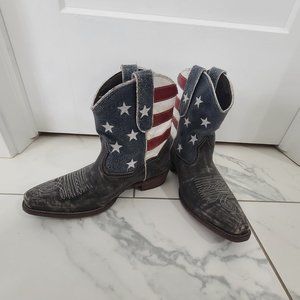 Womens ankle roper American flag boots